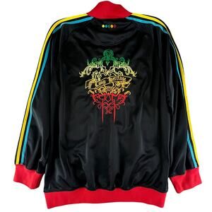 Vintage Coogi Heritage Track Jacket 3XL Big Logo Hip Hop Y2K Rasta Stripe Zip Up
